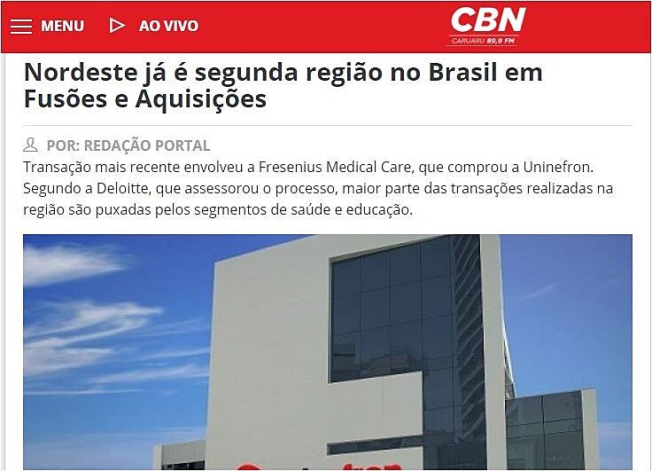 Nordeste j  segunda regio no Brasil em Fuses e Aquisies